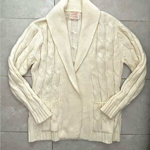 Vintage Eaton Cable Knit Shawl Collar Cardigan